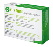SuomenApteekin D-vitamiini kapseli 20 mikrogrammaa